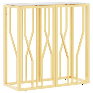 vidaXL Console Table Gold, Marble Finish Stainless Steel, Tempered Glass