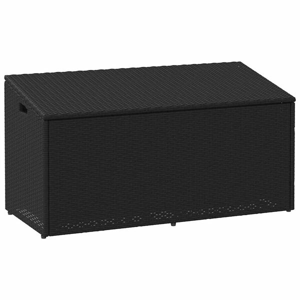 vidaXL Garden Storage Box Black PE Rattan Medium Garden Storage Box