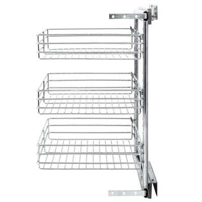 vidaXL 3-Tier Pull-out Kitchen Wire Basket Silver 18.5"x13.8"x22"