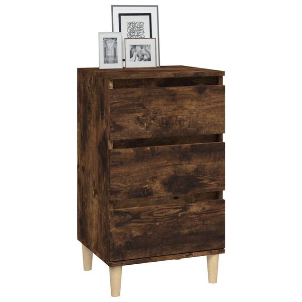 vidaXL Bedside Cabinet Smoked Oak Engineered wood, solid eucalyptus wood