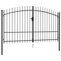 vidaXL Fence Gate Double Door with Spike Top Steel 9.8'x5.7' Black