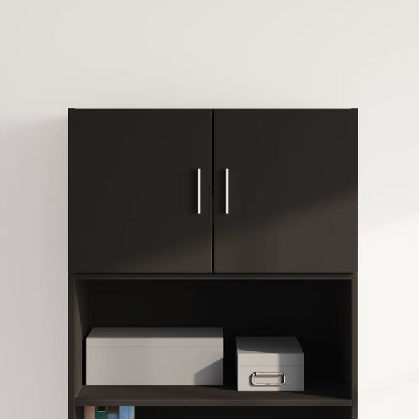 vidaXL Wall Cabinet Black Engineered Wood Medium Wall Cabinet
