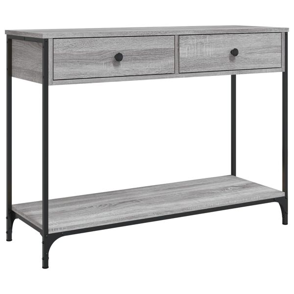 vidaXL Console Table Grey Sonoma Engineered Wood Narrow Adjustable Feet