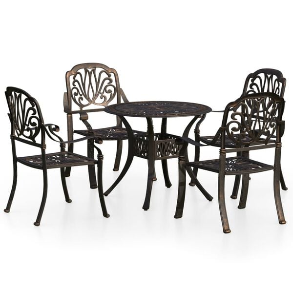 vidaXL Bistro Set Bronze Cast aluminum Medium Durable Bistro Set