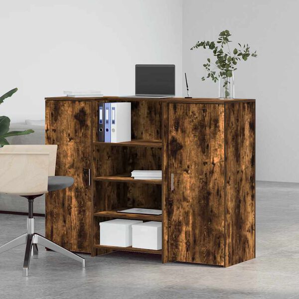 vidaXL Reception Desk Smoked Oak Engineered wood Medium Reception Desk
