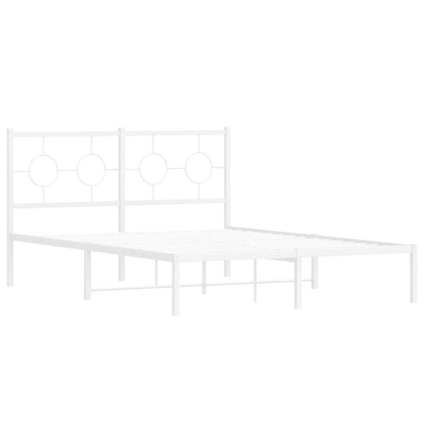 vidaXL Bed Frame White Powder-coated steel 55 x 79 in Bed Frame