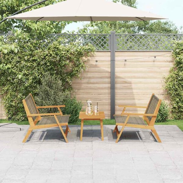 vidaXL Garden Chairs with Table 3 pcs Gray 35.4" x 17.7" x 15.7