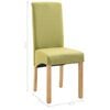 vidaXL Dining Chair Set of 2 Green Fabric and wooden frame Standard