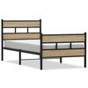 vidaXL Bed Frame Black, Sonoma Oak Iron, Engineered Wood 35 x 78 in