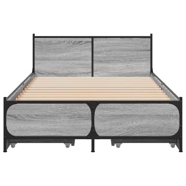 vidaXL Bed Frame Gray Sonoma Engineered wood, steel Small Single