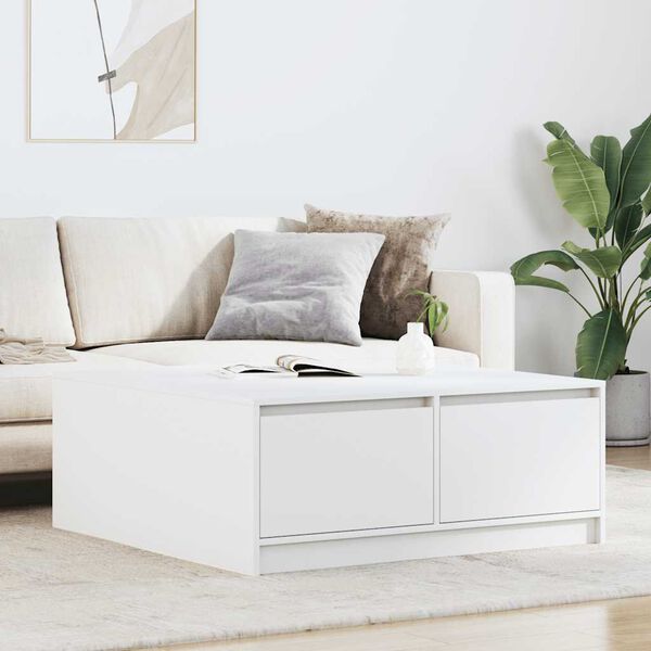 vidaXL Coffee Table White Engineered wood 39.4in x 39.4in x 15.7in