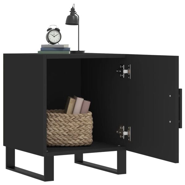 vidaXL Bedside Cabinet Set of 2 Black Engineered wood, Iron Medium