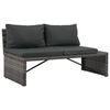 vidaXL Sofa Set Grey PE rattan, Powder-coated steel, Glass Medium