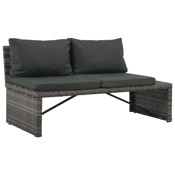 vidaXL Sofa Set Grey PE rattan, Powder-coated steel, Glass Medium