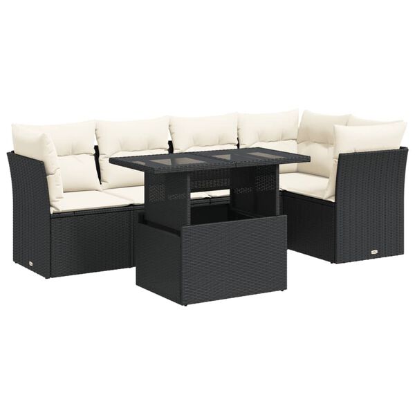 vidaXL Garden Sofa Set Black PE Rattan Medium Adjustable Armrests
