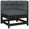 vidaXL Garden Lounge Set Black Solid pine wood and Oxford fabric Large