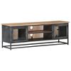 vidaXL TV Cabinet Grey Solid acacia wood, glass, steel Medium TV Cabinet