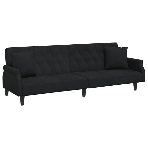 vidaXL Sofa Bed Black Velvet (100% polyester) One Size Foldable
