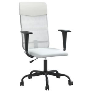vidaXL Office Chair White Mesh fabric, faux leather, metal, plywood