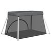 vidaXL Baby Playpen with Mattress Dark Gray Linen Fabric