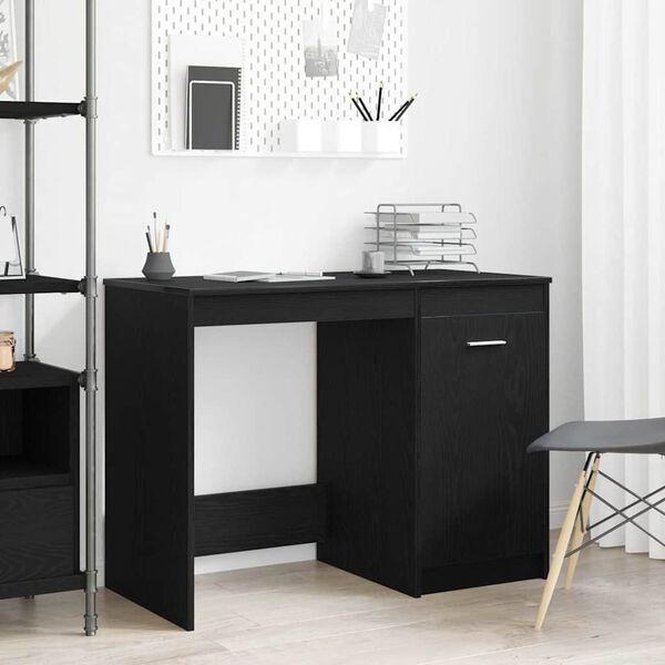 vidaXL Desk Black Oak 39.37 x 19.69 x 29.92 in Engineered Wood