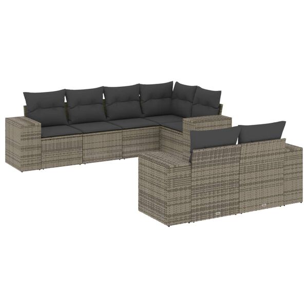 vidaXL Garden Sofa Set Gray PE Rattan Large UV-resistant materials
