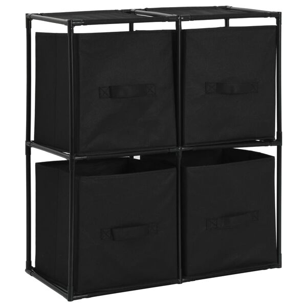 vidaXL Storage Cabinet Black Steel frame and polyester fabric Medium