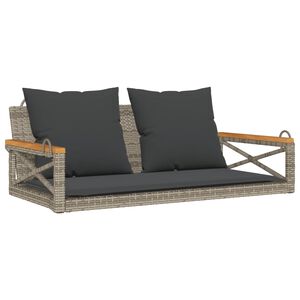 vidaXL Swing Bench with Cushions Grey 42.9x24.4x15.7" Poly Rattan