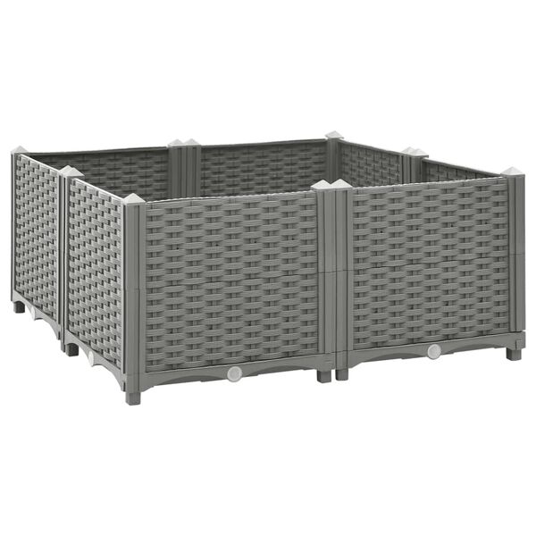vidaXL Raised Bed Light Grey Polypropylene Large Durable Planter Box
