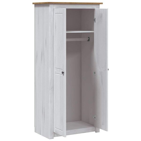 vidaXL Wardrobe White Solid Pine Wood Medium Storage Wardrobe
