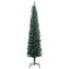 vidaXL Artificial Slim Christmas Tree Green and white PVC, Steel Slim