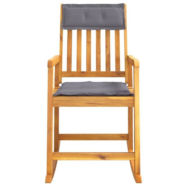 vidaXL Rocking Chair Dark Grey, Natural Solid Acacia Wood, Polyester, Foam