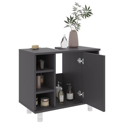 vidaXL Bathroom Cabinet Gray 23.6"x12.6"x21.1" Engineered Wood