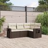 vidaXL Garden Sofa Set Brown PE rattan, powder-coated steel, polyester