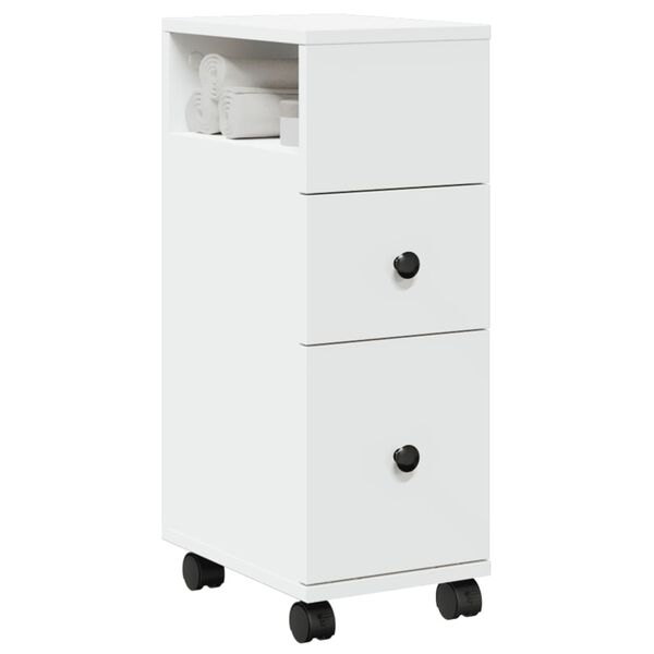 vidaXL Narrow Bathroom Cabinet White Engineered wood Slim