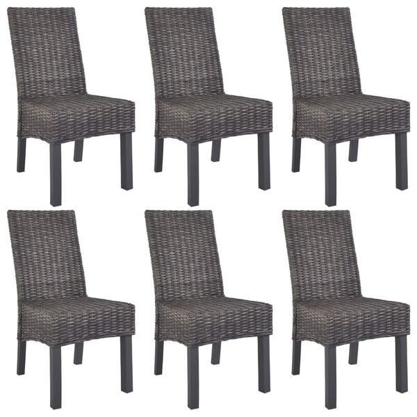 vidaXL Dining Chair Set of 6 Brown with grey wash finish