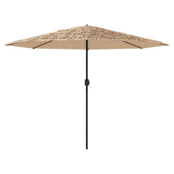 vidaXL Garden Parasol Brown 100% Polyester, Powder-Coated Steel, Straw
