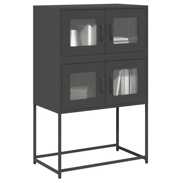 vidaXL Highboard Black Cold-rolled Steel Medium Industrial Highboard