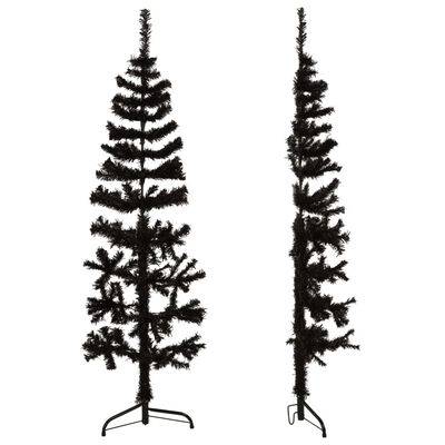 vidaXL Slim Artificial Half Christmas Tree with Stand Black 5 ft