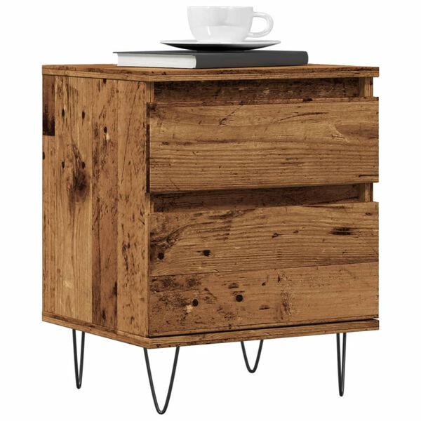 vidaXL Nightstand Old Wood Engineered Wood, Metal Compact Nightstand