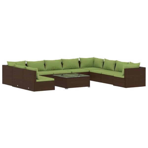 vidaXL Garden Lounge Set Brown, Green