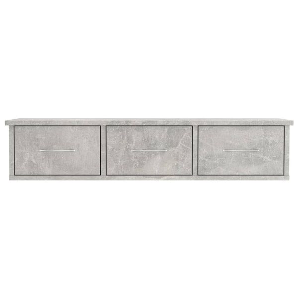 vidaXL Wall-mounted Drawer Shelf Concrete Gray 34.6"x10.2"x7.3" Engineered Wood