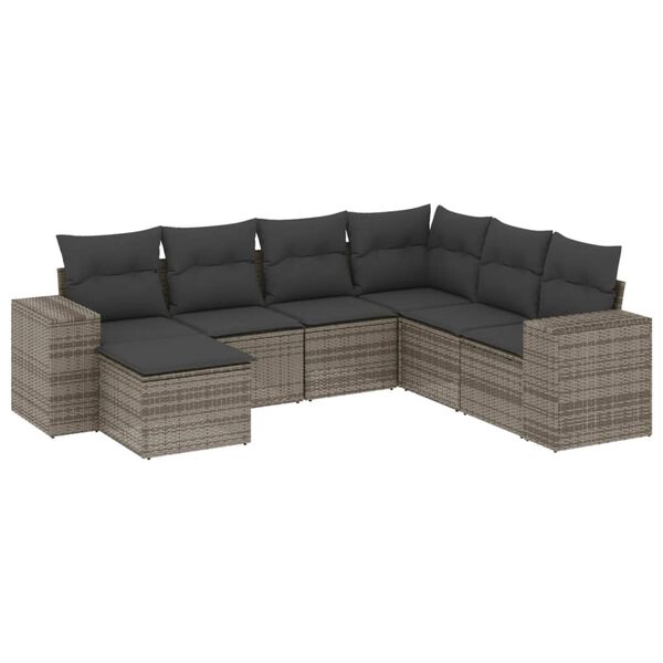 vidaXL Garden Sofa Set Grey PE Rattan Large Adjustable Feet