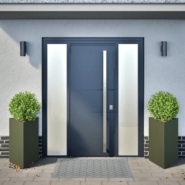 vidaXL Garden Planter Set of 2 Olive Green Steel Large Durable