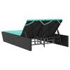 vidaXL Double Sun Lounger with Cushions Black Poly Rattan