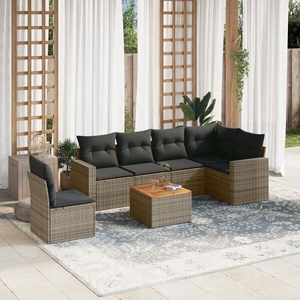vidaXL Garden Sofa Set Grey Poly Rattan Large Modular Garden Sofa Set