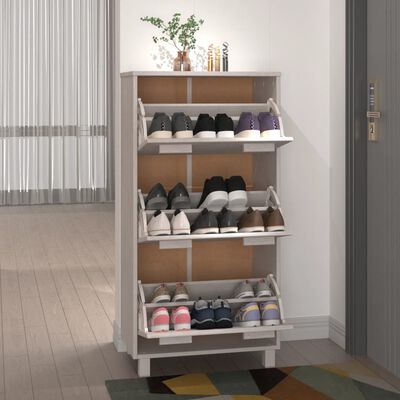 vidaXL Shoe Cabinet White 23.4"x13.8"x46.1" Solid Wood Pine