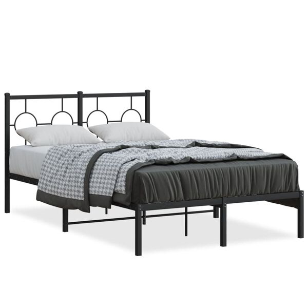 vidaXL Bed Frame Black Powder-coated steel Small Double Bed Frame
