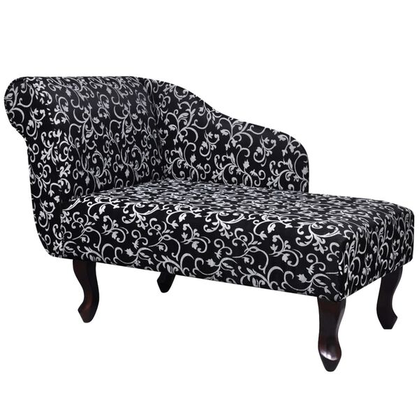 vidaXL Chaise Lounge Black and White Polyester Medium Appealing Design