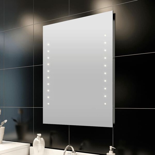 vidaXL Bathroom Mirror Warm White Safety Glass 23.6 x 31.5 in